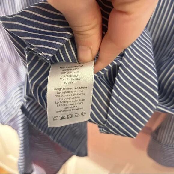 Veronica Beard Blue Striped Blouse - Picture 11 of 11